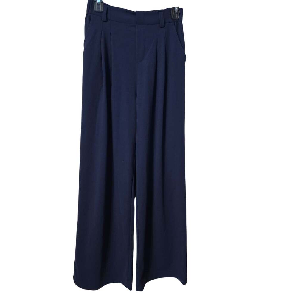 Halara Athleisure Pants Womens Small Blue Wide Leg Pleated Pull On Elastic NWT